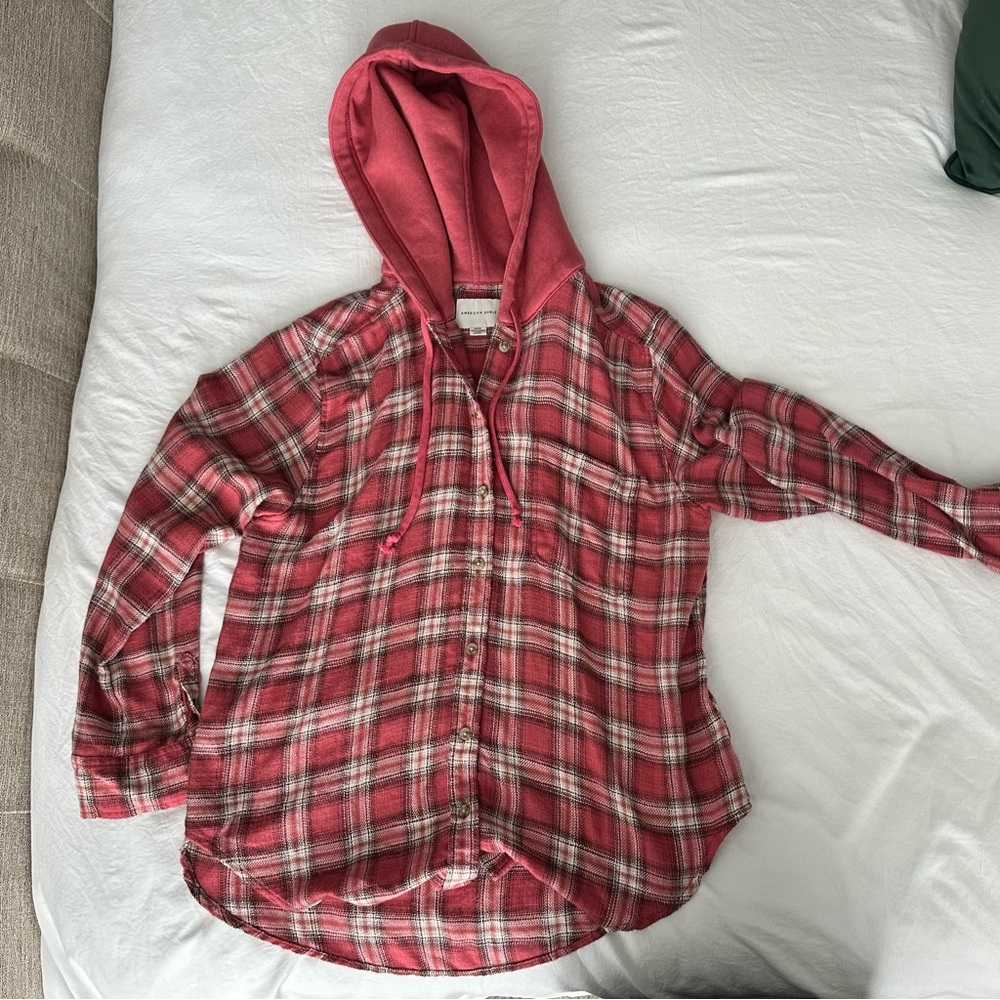 American Eagle Hooded Oversized Flannel